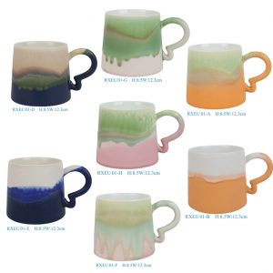 RXEU01-A-B-C-D-E-F-G-H Kiln-transformed Glaze Colorful Ceramic Mug Tea Cup with Handle