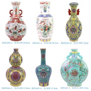 RZFA60-65-A Qing Dynasty Kangxi Period High Quality Hand Painted Famille Rose Porcelain Vase from Jingdehzen