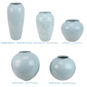 RZMY100-C-LMS-102-B-LS  New Nordic Sky Blue with White Sparks Ceramic Vase for Table Arrangement