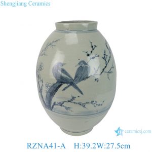 RZNA41-A  Wholesale Blue and White Underglaze Red Porcelain Flower and Leaf Pattern Jujube Shape Jar Porcelain Vase