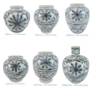 RZPI-124-126-128-127-129-130 Hand Painted Blue and White Folk Design Different Sizes Porcelain Vase for Home Furnishing