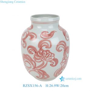 RZSX156-A Underglaze Red Porcelain Freehand Brushwork Peony Pattern Wax Gourd-Shaped Vase