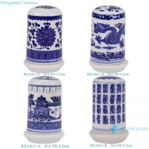RXAS11-A-B-C-D Ceramic Blue and White Landscape Floral Dragon Pattern Toothpick Holder Toothpick Box