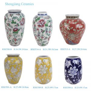 RXET Modern Style Colorful Flower Pattern Ceramic Table Flower Vase for home decoration