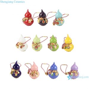 RXEZ01 Chinese Jingdezhen Solid Pink Blue Yellow Red Hulu Feng Shui Hand Painted Lucky Gourd for Home Decoration