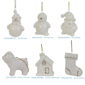 RXFB-MS series White Color Christmas Tree Ceramic Hanging Baubles Trinkets