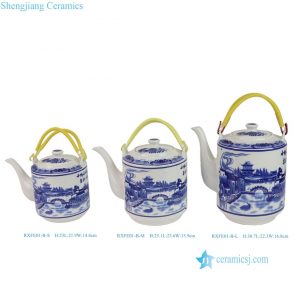 RXFE01-B-L-M-S Factory Price Beautiful Blue and White Landscape Pattern 3 Sizes Porcelain Teaware From Jingdezhen