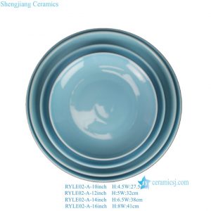 RYLE02-A-10-12-14-16inch Asian Celadon Color Glazed Ceramic Dinnerware Set Dessert Salad Plates – Set of 4