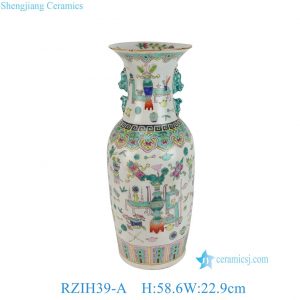 RZIH39-A Jingdezhen Handpainted famille rose Bogu Pattern Decorative Ceramic Vase