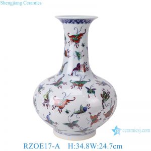 RZOE17-A Blue and White Porcelain Art Decor with Doucai Butterfly Pattern Vase