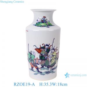 RZOE19-A Traditional Chinese Blue and White Doucai Figure Ornament Vase
