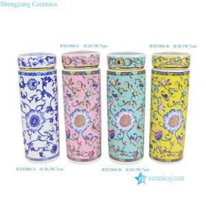 RXFD06-A-B-C-D 280ML  Lotus Pattern Pink blue Yellow Ceramic Thermos Cup