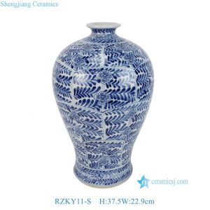 RZKY11-S Jingdezhen Blue & White Blossom pattern Porcelain Plum Vase