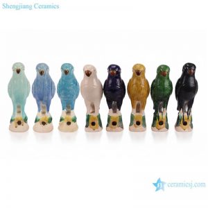 RZLN01 Series Antique Jungle Ceramic Parrot Figurines 8 Colors Handmade Vintage Nature Inspired Parrot Sculptures