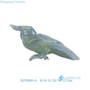 RZSM05-A Blue and Green Engraving Porcelain Bird Ornament Figurine