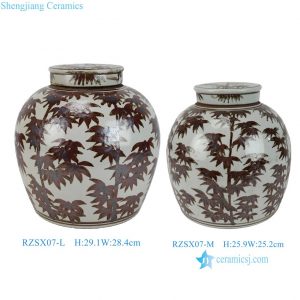 RZSX07-L-M Wholesale New Brown and White Baboo Pattern Ginger Jar for Home Decoration Living Room