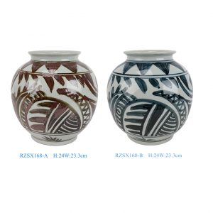 RZSX168-A-B Jingdezhen Handpainted Geometric Ceramic Flower Vase Blue Brown Porcelain Vase