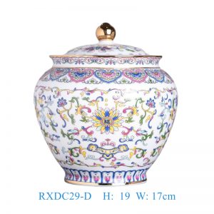 RXDC29-ABCDE Series Turquoise Blue Ground Famille Rose Reserved Panel Landscape Candy & Tea Cake Lidded Jar Tea Ware