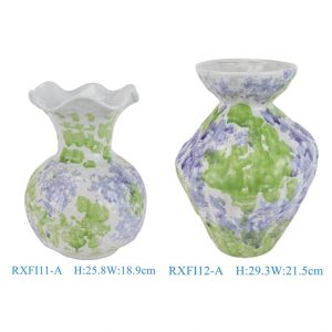 RXFI11-12-A Factory Price Unique Modern Artistic Kiln-transformed Glaze Green-Blue-White Irregular Ceramic Vase for Modern Family Hotel Villa