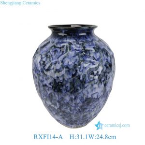 RXFI14-A Hot Sell Unique Modern Artistic Kiln-transformed Glaze Marine Blue Irregular Ceramic Vase for Modern Family Hotel Villa