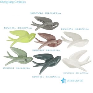 RXFM35 3D Flying Birds Wall Decoration Ceramic  Sculptures Ornament for Home Decoration