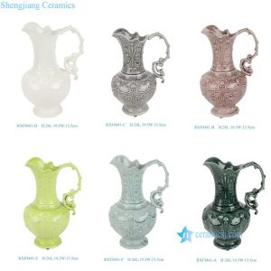 RXFM41-A-B-C-D-E-F Beautiful Decorative Carved Floral Pattern Handheld Ceramic Vase for Modern Family Hotel Villa