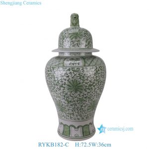 RYKB182-C High Quality Hand Painted Tangled Lotus Motif Large Temple Jar with Cover for Home Decor Villa Hotel