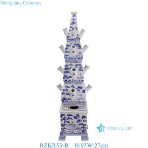 RZKR53-B Jingdezhen Customize Ceramic Tulipiere Large Blue and White Pagoda Accent Chinoiserie Vase
