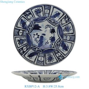 RXBP12-A Jingdezhen blue and white Floral Handpainted porcelain dish Ceramic Plate