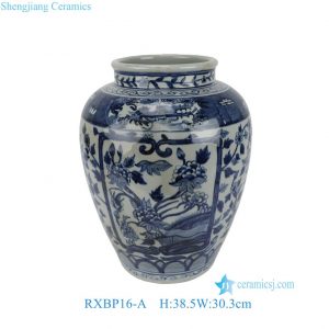 RXBP16-A Blue and White Floral Leaf Pattern Jingdezhen Hand painted Ceramic Vase for home Decoration