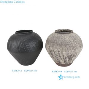 RXFK47-A-B Chinese Style Entrance Retro Coarse Pottery Ceramic Flower  Vase