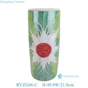 RYZG46-C Jingdezhen Hand-Painted Bok Choy Porcelain Umbrella Stand  "Shou" Longevity Pattern Ceramic Arrow Holder Vase