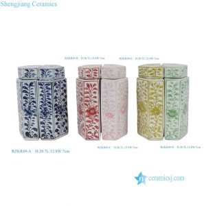 RZKR89-ABCDE  Red Blue Pink Green Pentagonal Tea Pot Half-sided Straight Cylinder Jar