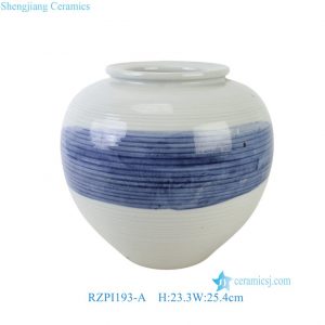 RZPI193-A  Handmade Studio Pottery Blue Tone Spiral Vase