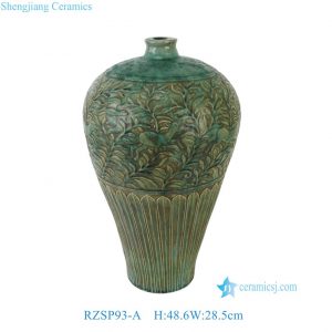 RZSP93-A  Jingdezhen Speckled Green Carved Dragon Ceramic Plum Vase