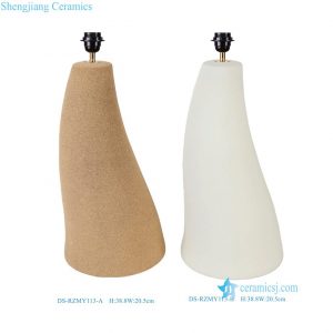 DS-RZMY113-A-B Nordic Style White Beige Irregular Ceramic Tabletop Lamp Base Reading Lamp
