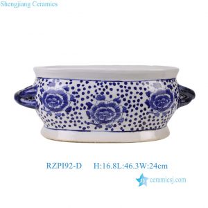 RZPI92-D Blue And White Peony Flower Pattern Foot Bath Planter
