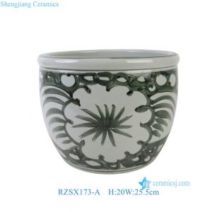 RZSX173-A Blue and White Floral Pattern Ceramic Flower Pot Planter