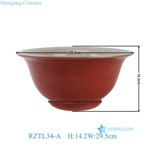 RZTL34-A Antique Style Chinese Red Solid color with Crack Finish Ceramic Bowl