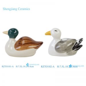 RZTO101-A/ RZTO102-A Dutch-style Green Yellow Ceramic Duck Figurine Sculpture for Home decoration