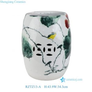 RZTZ13-A New Chinese Style Decorative Ceramic Garden Stool High-fired Porcelain Splatter Drum Stool
