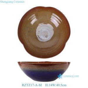 RZTZ17-A-M Jingdezhen Reactive Glaze Sauce Blue Ceramic Big bowl Fish Tank