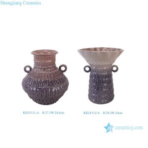 RZUF111-A-RZUF112-A Modern Nordic Style Purple Reactive Color Ceramic Flower Vase Decoration