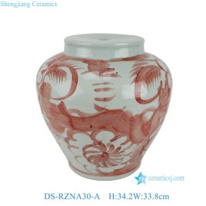 DS-RZNA30-A Jingdezhen Traditional Red and White Ceramic Jar Table Lamp Base Wholesale Chinoiserie Lighting Lamps