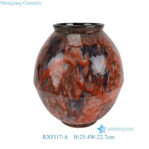 RXFI17-A-B Jingdezhen Reactive Glaze Red Irregular Vase