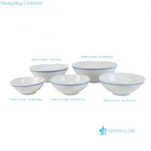 RXFR15-A-5inch-5.5inch-6inch-7inch-8inch Cheap Dishwasher Safe Blue White Rice Bowl Noodle Bowl Restaurant Ware