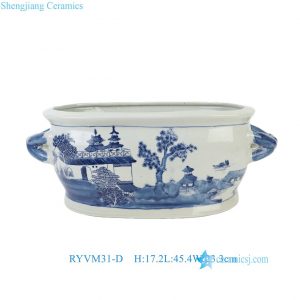 RYVM31-D Wholesales Blue White Landscape Pattern Porcelain Floral Arrangement Vessel Flowerpots