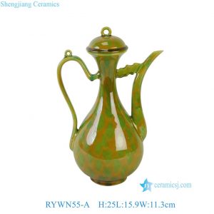 RYWN55-A Wholesale Vintage Chinese Sancai Ceramic Ewer Leopard Spotted Glaze Wine Pitcher Antique Pot with Handle