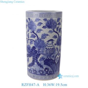 RZFH47-A Blue and White Floral & Bird Pattern Ceramic Umbrella Stand/Planter/Vase