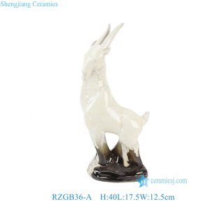 RZGB36-A Glazed Ceramic Antelope/Goat Figurine with Gradient Kiln-Fired Finish